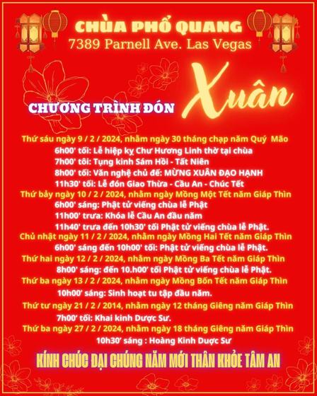 Chương trình Tết của các Chùa ở Las Vegas