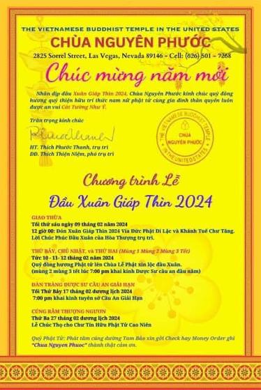 Chương trình Tết của các Chùa ở Las Vegas