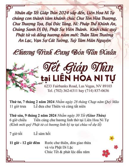 Chương trình Tết của các Chùa ở Las Vegas