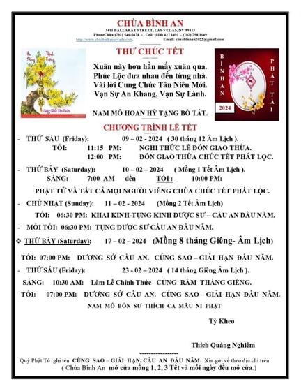 Chương trình Tết của các Chùa ở Las Vegas