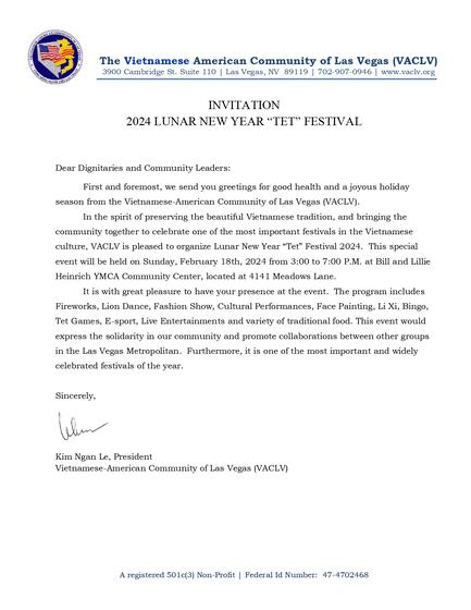 Invitation letter for Tết 2024 (English & Vietnamese)